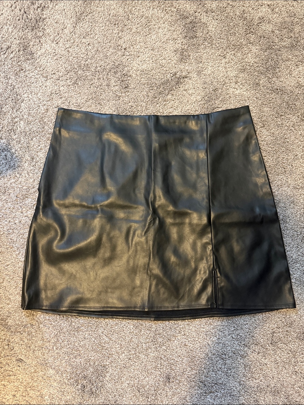 Old Navy Black Faux Leather Mini Skirt with Side Notch